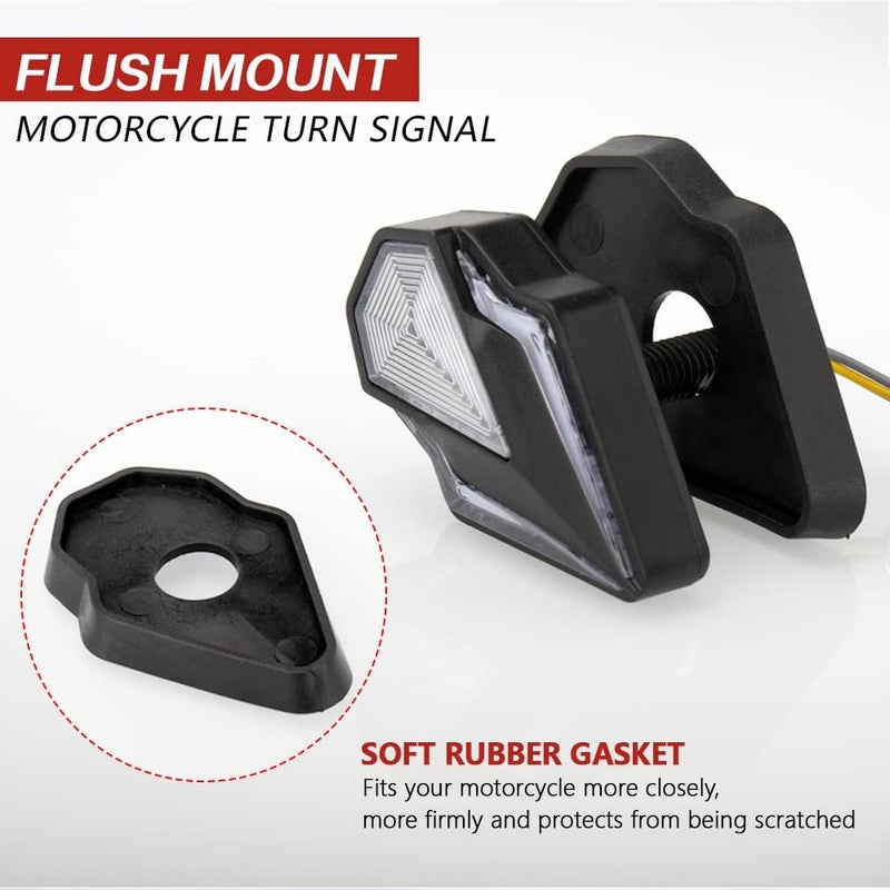 KICRY Flush Mount Turn Signals Motorcycle LED Sequential Blinkers 3 Wire Front Indicators Compatible with Yamaha YZF R1 R3 R6 R6S FJ 09 FZ MT 07 09 Honda Kawasaki Suzuki BMW(Red&Amber) - Image 5